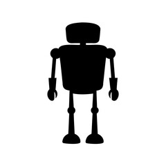 Silhouette of a simple robot with a rectangular head and long legs