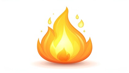 vector illustration of cute burning fire on white