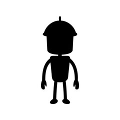 Silhouette of a cute acorn character standing on a white background