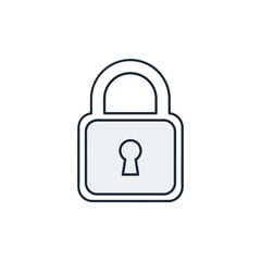 A simple graphic icon representing a closed padlock, signifying security and protection.