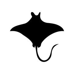 Manta Ray Silhouette Swimming Gracefully in the Ocean, a Beautiful Marine Creature