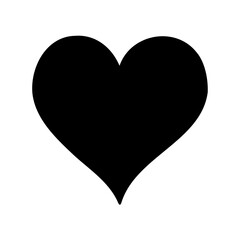 Bold black heart on a clean white background signifying love and emotion