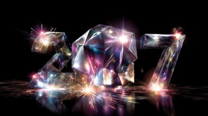 Modern abstract 2017 text with sparkling lights and colors on a black background ideal for new year celebrations or decorative use