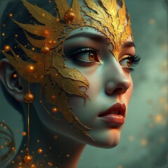 AI generated Majestic portrait emphasizing intricate craftsmanship and luminous skin
