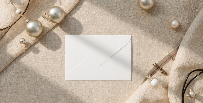 Christmas Greeting Card Mockup with Festive Holiday Decorations