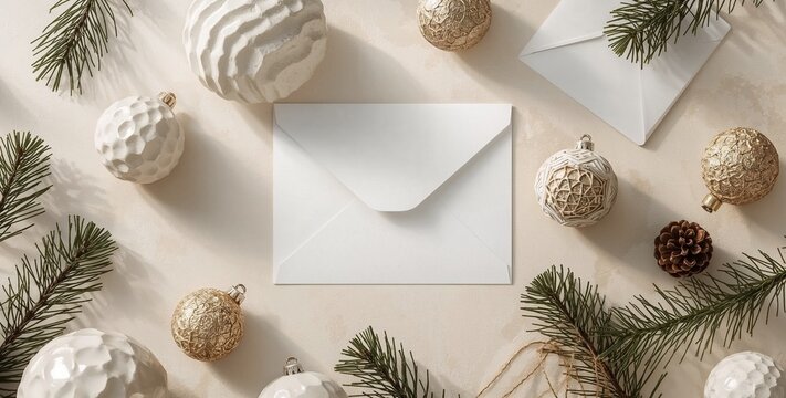 Christmas Greeting Card Mockup with Festive Holiday Decorations
