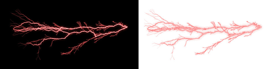 A visually striking abstract render showcasing a vibrant red branching lightning effect