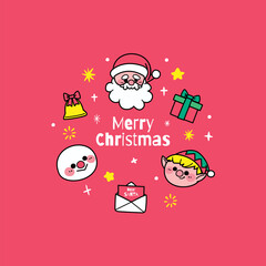 Cute christmas character stickers collection for holiday season 