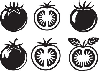 Ripe red tomatoes fruit with whole and cut sections fresh organic vegetables cooking ingredients