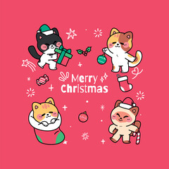 Cute christmas character stickers collection for holiday season 