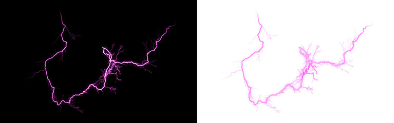 Vibrant pink lightning strike and abstract river-like pattern against a dark background