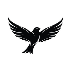 Black silhouette of a bird in flight isolated on