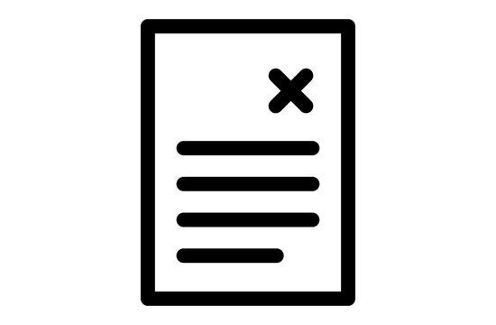 Rejected Document Cross Mark Line Icon