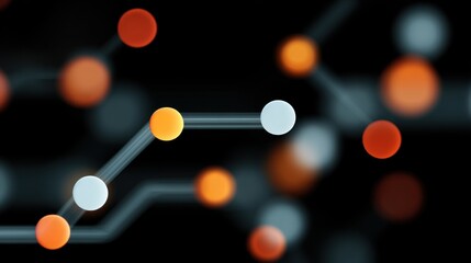 Abstract Connection of Colorful Spheres on a Black Background Illustrating Technology and Networking Concepts in a Digital World