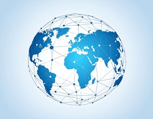 Artistic depiction of a globe, showcasing connectivity via a network of lines and nodes