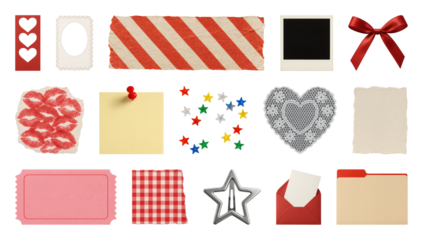 PNG Colorful scrapbook element set, transparent background