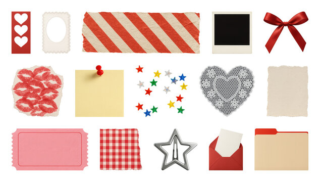 PNG Colorful scrapbook element set, transparent background