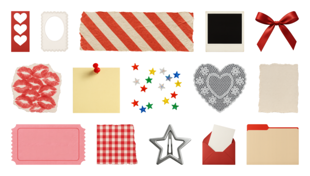 PNG Colorful scrapbook element set, transparent background - Powered by Adobe