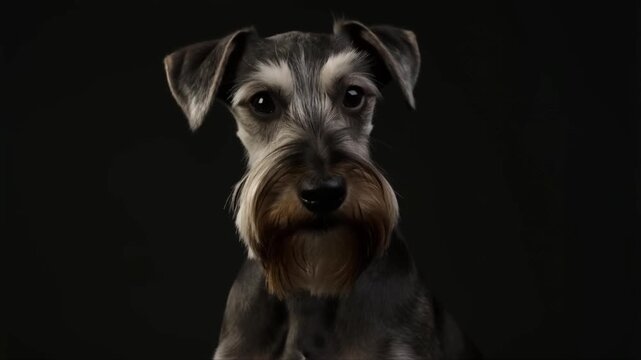 Portrait d'un miniature Spintzer gris Isol&eacute; sur fond noir 
