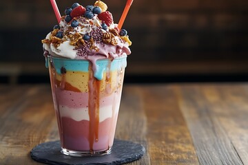 Innovative dairy shake trends blending colors, textures, and toppings for quick service restaurants targeting generation alpha and beta consumers.