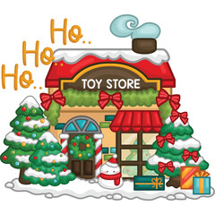 a vector of a toy store in Christmas vibe
