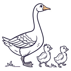 Obraz premium Cute-doodle-goose-family-members hand-drawn 