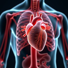 AI generated Seethrough rib cage illustrating intricate network of blood vessels within