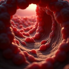 Colorful wave of microscopic life in a surreal landscape Generative AI