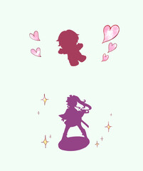 推しぬい　美少女フィギュア　イメージ　シルエット