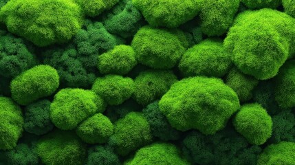 Lush Green Moss Textures Covering a Surface in a Natural Environment, Ideal for Backgrounds, Patterns, and Organic Themes in Creative Projects