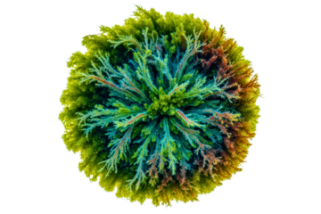 Round seaweed specimen isolated with transparent background