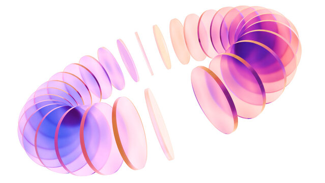 Abstract 3D Render: Overlapping Iridescent Glass Circles