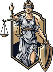 Symbol of Justice Impartiality and Law Enforcement with Scales and Sword