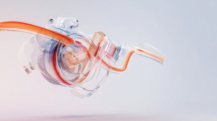 abstract fuel system element on light backdrop, floating composition, gentle highlights, modern technical aesthetic