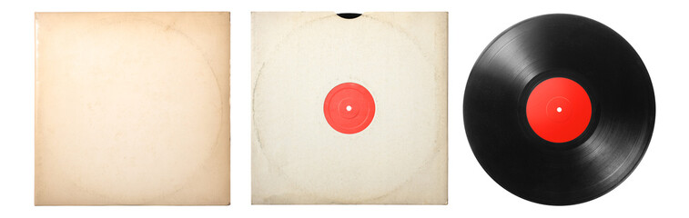 ビニールのレコード盤と古い紙ジャケット