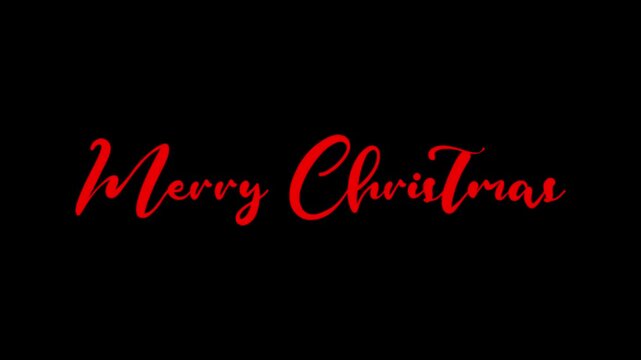 Merry christmas greeting in red cursive text on a black background with a festive holiday message