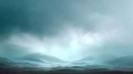 Fototapeta premium Serene Ocean Waves Under Dramatic Cloudy Sky Captured in Soft Pastel Tones for Tranquil and Calming Background or Mood Setting