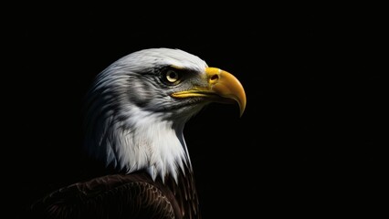 Obraz premium Eagle Gaze Majestic Bird Profile on Black.