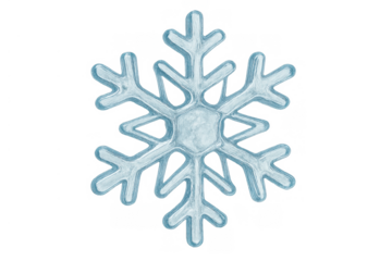 Frozen snowflake crystal symbol in a stylized ice texture, depicting winter elements, cold temperatures, and seasonal holiday concepts