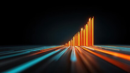 Vibrant Abstract Digital Waveform with Colorful Bars Representing Growth and Innovation Against a Dark Background