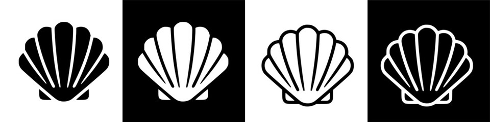 Minimalist White Shell Icons Collection for Digital Design and Marine Themes