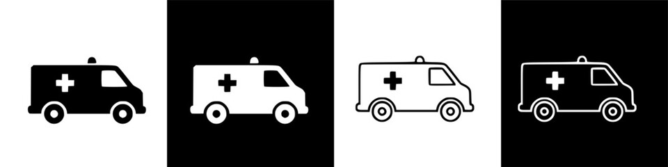 Graphic icons of an ambulance representing urgent medical care and emergency transport services