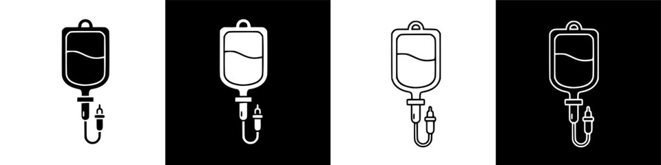 Minimalist Infusion Drip Bag Icons Representing Medical Treatment and Healthcare