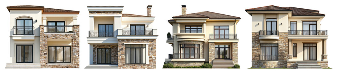 PNG Elegant modern luxury homes design, element set on transparent background