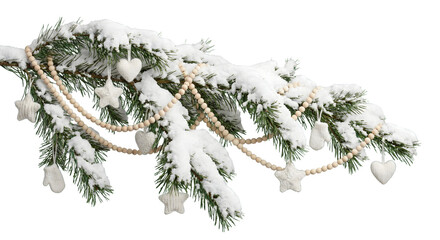 christmas tree branch white knitted ornaments decoration isolated background