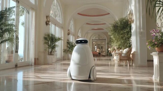 Handsome Male Robotic Luggage Concierge