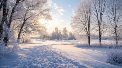 Beautiful snow winter landscape. Winter landscape. Beautiful wintry landscape