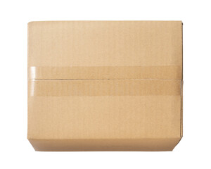 テープ留めされた、ダンボールの箱