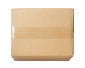 テープ留めされた、ダンボールの箱