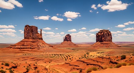 Iconic monument valley sandstone buttes under a dramatic sky